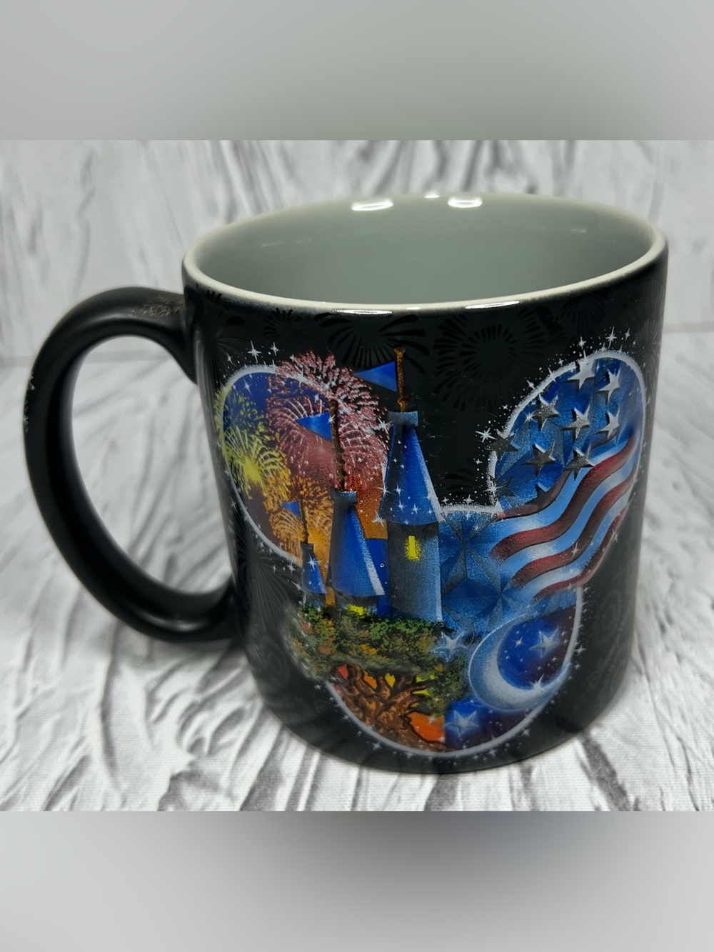 Walt Disney World Mickey Mouse Black 3D Mug Cup America Flag Fireworks Patriotic